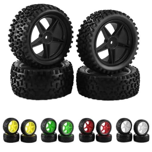 IVLAZLRG 4PCS 87mm Off Road Buggy Tire Rad kompatibel mit 1/10 1/12 1/14 Modelle wie 144001 144010 124007 124017 124019 TT02B(Black) von IVLAZLRG