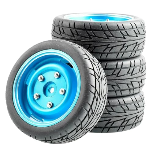 IVLAZLRG 4PCS RC Grip Tirate Wheel Bleang Bipfel kompatibel mit 1:10 Touring Cars FW06 TT01 TT02(Blue 4pcs) von IVLAZLRG