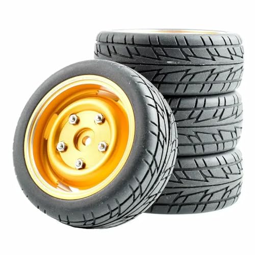 IVLAZLRG 4PCS RC Grip Tirate Wheel Bleang Bipfel kompatibel mit 1:10 Touring Cars FW06 TT01 TT02(Gold 4pcs) von IVLAZLRG