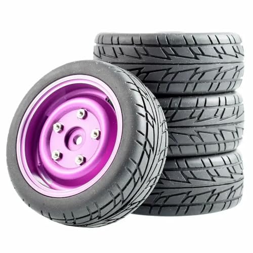 IVLAZLRG 4PCS RC Grip Tirate Wheel Bleang Bipfel kompatibel mit 1:10 Touring Cars FW06 TT01 TT02(Purple 4pcs) von IVLAZLRG