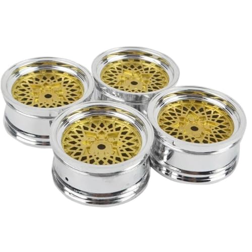 IVLAZLRG 4PCS Universal Plastic Wheel Hub Rims -Felgen kompatibel mit 1/10 RC auf Straßendrift- und Tour -Autos wie TT01 und TT02 -Reifen -Upgrade -Teilen(Gold 4pcs) von IVLAZLRG