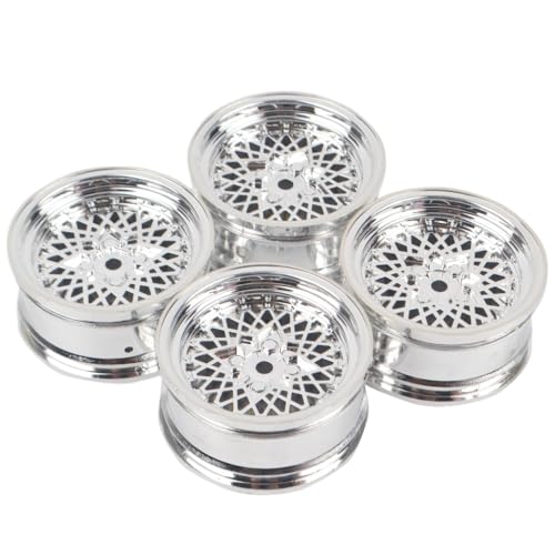 IVLAZLRG 4PCS Universal Plastic Wheel Hub Rims -Felgen kompatibel mit 1/10 RC auf Straßendrift- und Tour -Autos wie TT01 und TT02 -Reifen -Upgrade -Teilen(Silver 4pcs) von IVLAZLRG