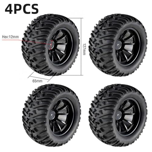 IVLAZLRG 4pcs 12mm Hub kompatibel 1/10 Buggy RC -Autoreifen und Räder für 120 mm 125 mm 130 mm Crawler -Modelle(Type1 127 65mm) von IVLAZLRG