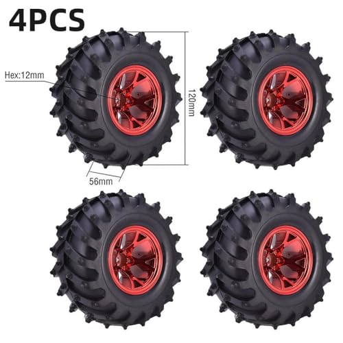 IVLAZLRG 4pcs 12mm Hub kompatibel 1/10 Buggy RC -Autoreifen und Räder für 120 mm 125 mm 130 mm Crawler -Modelle(Type10 120 56mm) von IVLAZLRG