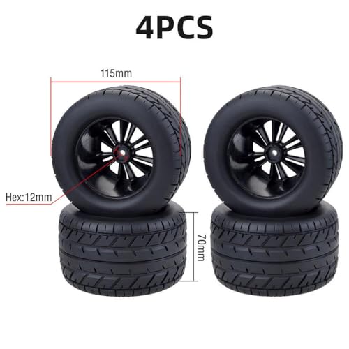 IVLAZLRG 4pcs 12mm Hub kompatibel 1/10 Buggy RC -Autoreifen und Räder für 120 mm 125 mm 130 mm Crawler -Modelle(Type10 125 70mm) von IVLAZLRG