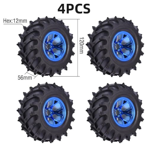 IVLAZLRG 4pcs 12mm Hub kompatibel 1/10 Buggy RC -Autoreifen und Räder für 120 mm 125 mm 130 mm Crawler -Modelle(Type11 120 56mm) von IVLAZLRG