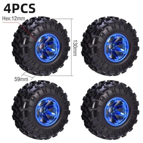 IVLAZLRG 4pcs 12mm Hub kompatibel 1/10 Buggy RC -Autoreifen und Räder für 120 mm 125 mm 130 mm Crawler -Modelle(Type3 130 59mm) von IVLAZLRG