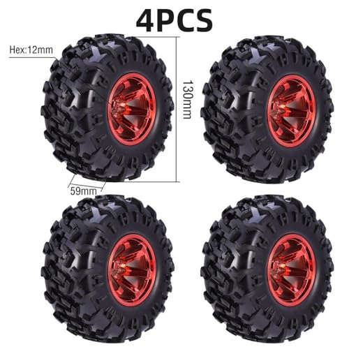 IVLAZLRG 4pcs 12mm Hub kompatibel 1/10 Buggy RC -Autoreifen und Räder für 120 mm 125 mm 130 mm Crawler -Modelle(Type4 130 59mm) von IVLAZLRG