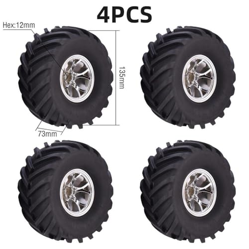 IVLAZLRG 4pcs 12mm Hub kompatibel 1/10 Buggy RC -Autoreifen und Räder für 120 mm 125 mm 130 mm Crawler -Modelle(Type6 135 73mm) von IVLAZLRG