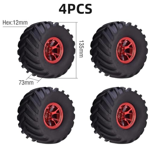IVLAZLRG 4pcs 12mm Hub kompatibel 1/10 Buggy RC -Autoreifen und Räder für 120 mm 125 mm 130 mm Crawler -Modelle(Type7 135 73mm) von IVLAZLRG