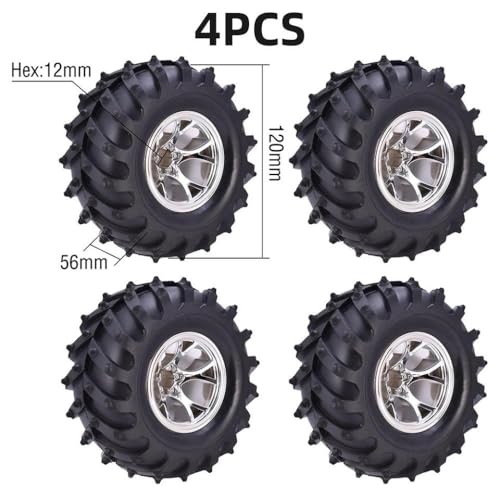 IVLAZLRG 4pcs 12mm Hub kompatibel 1/10 Buggy RC -Autoreifen und Räder für 120 mm 125 mm 130 mm Crawler -Modelle(Type9 120 56mm) von IVLAZLRG