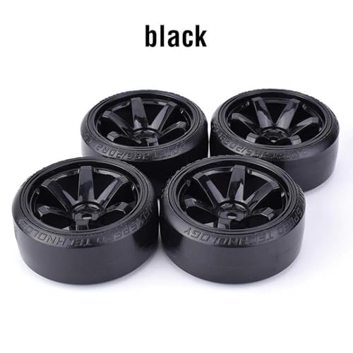 IVLAZLRG 4pcs Driftreifenräder mit hartem Muster 12mm Sechskant kompatibel mit 1:10 RC auf Straßenrennfahrzeugen(Black) von IVLAZLRG