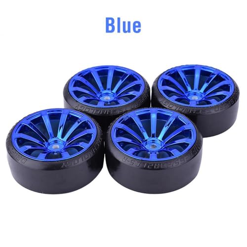 IVLAZLRG 4pcs Driftreifenräder mit hartem Muster 12mm Sechskant kompatibel mit 1:10 RC auf Straßenrennfahrzeugen(Blue) von IVLAZLRG