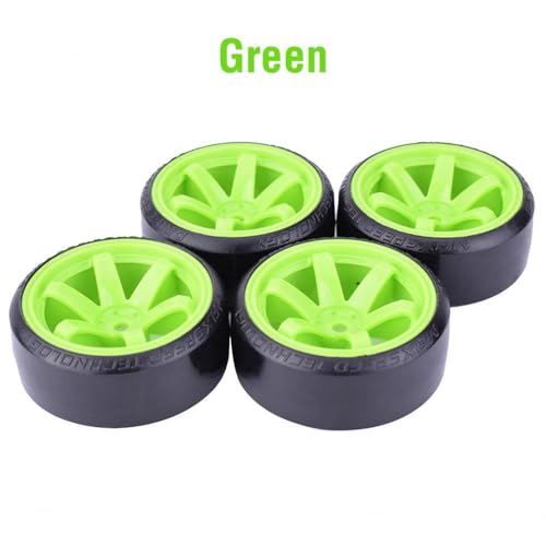 IVLAZLRG 4pcs Driftreifenräder mit hartem Muster 12mm Sechskant kompatibel mit 1:10 RC auf Straßenrennfahrzeugen(Green) von IVLAZLRG