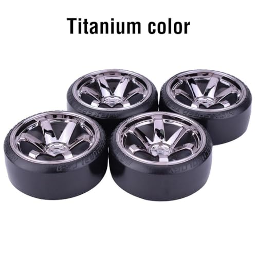 IVLAZLRG 4pcs Driftreifenräder mit hartem Muster 12mm Sechskant kompatibel mit 1:10 RC auf Straßenrennfahrzeugen(Titanium) von IVLAZLRG