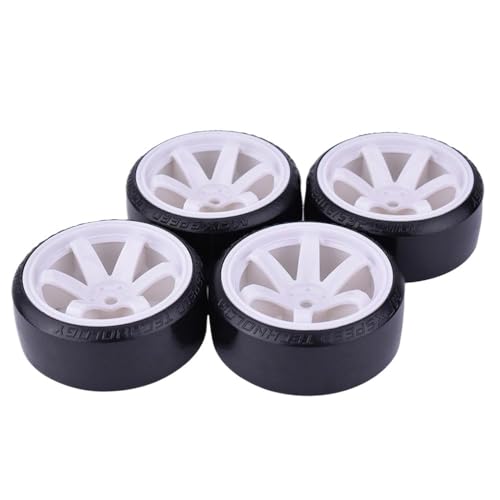 IVLAZLRG 4pcs Driftreifenräder mit hartem Muster 12mm Sechskant kompatibel mit 1:10 RC auf Straßenrennfahrzeugen(White) von IVLAZLRG