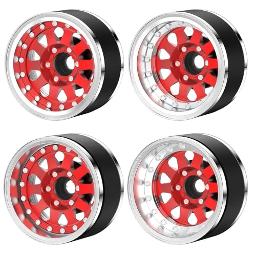 IVLAZLRG 4pcs einstellbare Versatz 1,9 -Zoll -Beadlock -Radkabel für 1/10 Skala RC Crawler kompatibel mit TRX6 Gen7 8(Red B) von IVLAZLRG
