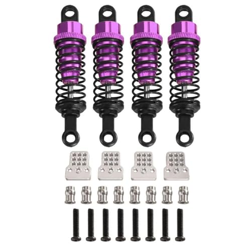 IVLAZLRG 64 mm ölgefüllter Metallschockdämpfer mit Stoßturm kompatibel mit C14 C24 Mn D91 MN99 99S RC -Autos Einstellbarer Upgrade -Teile(Purple and Tower) von IVLAZLRG