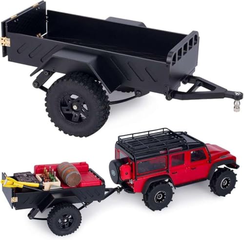 IVLAZLRG AMK 360G Aluminium RC Trailer kompatibel mit 1/18 1/24 Crawler wie SCX24 AX24 K10 F150 in rot(Black) von IVLAZLRG