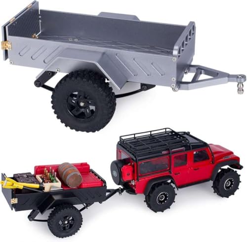 IVLAZLRG AMK 360G Aluminium RC Trailer kompatibel mit 1/18 1/24 Crawler wie SCX24 AX24 K10 F150 in rot(Dark Grey) von IVLAZLRG