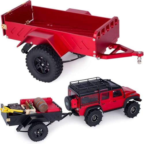 IVLAZLRG AMK 360G Aluminium RC Trailer kompatibel mit 1/18 1/24 Crawler wie SCX24 AX24 K10 F150 in rot(Red) von IVLAZLRG