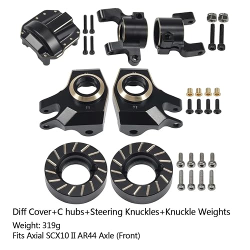 IVLAZLRG AR44 Messinggewichte Diff-Abdeckung C-Hubs Lenkungsknöchelverbindungen Mount kompatibel mit 1/10 RC Crawler II 90046 Chassis Upgrade(4 Front Axle Weights) von IVLAZLRG
