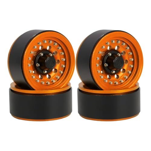 IVLAZLRG Aluminium 1,9 Zoll Beadlock Wheel Rims kompatibel mit 1/10 RC -Autocrawlern wie RR10 TRX6 VS4 BRX01 -Element TF2 YK6101 EX86190(4PCS Orange) von IVLAZLRG
