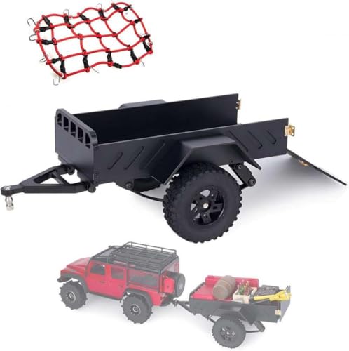 IVLAZLRG Aluminium -Trailer 1/18 RC mit Gepäcknetz für 1/18 und 1/24 RC kompatibel mit K10 SCX24 FMS 1/18(Black) von IVLAZLRG