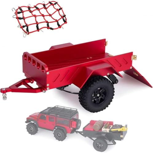 IVLAZLRG Aluminium -Trailer 1/18 RC mit Gepäcknetz für 1/18 und 1/24 RC kompatibel mit K10 SCX24 FMS 1/18(Rouge) von IVLAZLRG