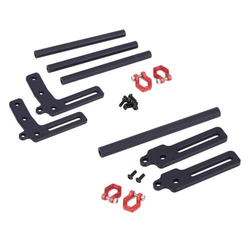 IVLAZLRG Aluminium vordere und hintere Bullenbalken für 1/10 RC Crawler Cars Chassis, die mit FJ40 und Power Wagon Upgrade DIY kompatibel sind(Black with Tow Hook) von IVLAZLRG