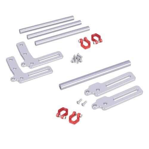 IVLAZLRG Aluminium vordere und hintere Bullenbalken für 1/10 RC Crawler Cars Chassis, die mit FJ40 und Power Wagon Upgrade DIY kompatibel sind(Silver with Tow Hook) von IVLAZLRG