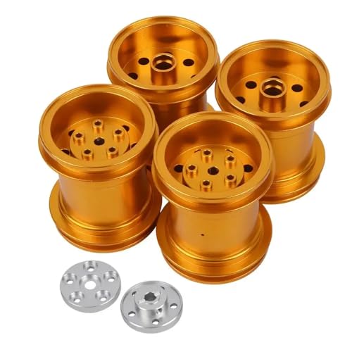 IVLAZLRG Aluminiumräder und 12-mm-Rad Sechskantadapter kompatibel mit CW01 Lunchbox Midnight Kürbis WR-02 1/10 RC 2WD Off-Road-Fahrzeug(Gold 4pcs) von IVLAZLRG