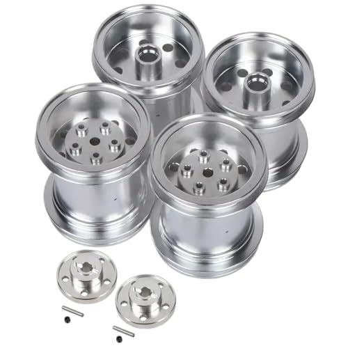 IVLAZLRG Aluminiumräder und 12-mm-Rad Sechskantadapter kompatibel mit CW01 Lunchbox Midnight Kürbis WR-02 1/10 RC 2WD Off-Road-Fahrzeug(Silver 4pcs) von IVLAZLRG