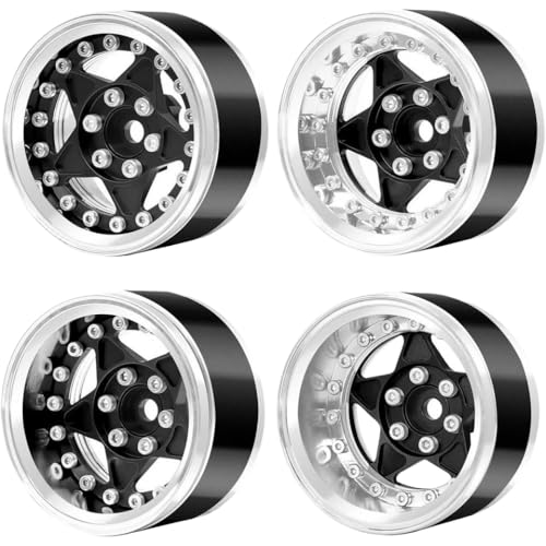 IVLAZLRG Einstellbare Offset RC -Autoräder AMK Beadlock 1.9 kompatibel mit TRTAGE 1/10 TRX6 SEN7 8 INOLER Auto Schwarz von IVLAZLRG