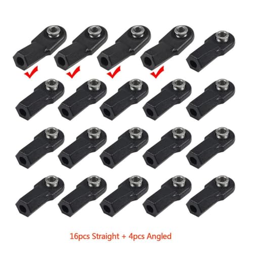 IVLAZLRG Gerade Winkel Kunststoff M4 -Stabenden mit 7 mm Drehkugel kompatibel mit 1/10 RC Crawler -Element TF2 CC01 Link Building(16 Straight 4 Angled) von IVLAZLRG