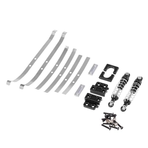 IVLAZLRG Hinterachse Befestigungsteile und hinterer Stoßdämpfer Federfeder Stahlplatte Metallzubehör kompatibel mit Mn1/12 Mn82 LC79 1/12 RC -Auto -Upgrade(Black) von IVLAZLRG
