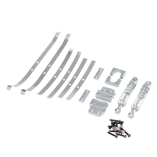 IVLAZLRG Hinterachse Befestigungsteile und hinterer Stoßdämpfer Federfeder Stahlplatte Metallzubehör kompatibel mit Mn1/12 Mn82 LC79 1/12 RC -Auto -Upgrade(Silver) von IVLAZLRG