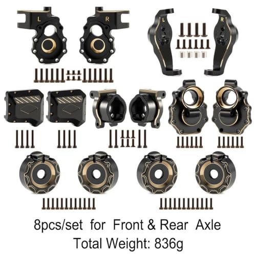 IVLAZLRG Hochleistungs -Messing -Lenkungsknöchel -Zaubererblöcke und Diff -Abdeckung für 1/10 RC -Crawler -kompatibel mit TRX6 -Portalachse(8 Piece Set B) von IVLAZLRG