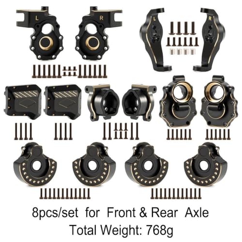 IVLAZLRG Hochleistungs -Messing -Lenkungsknöchel -Zaubererblöcke und Diff -Abdeckung für 1/10 RC -Crawler -kompatibel mit TRX6 -Portalachse(8 Piece Set D) von IVLAZLRG