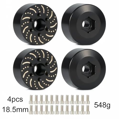 IVLAZLRG Messing -Hex -Adapter -Bremsscheibengewichte für 1,9 2,2 Beadlock -Räder kompatibel mit Wraith in 6 mm 9 mm 12 mm 15 mm 18,5 mm 22 mm Größen(Black 4PCS 18.5MM) von IVLAZLRG