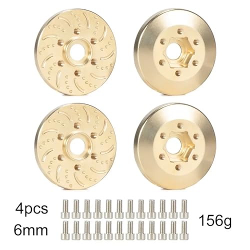 IVLAZLRG Messing -Hex -Adapter -Bremsscheibengewichte für 1,9 2,2 Beadlock -Räder kompatibel mit Wraith in 6 mm 9 mm 12 mm 15 mm 18,5 mm 22 mm Größen(Golden 4PCS 6MM) von IVLAZLRG