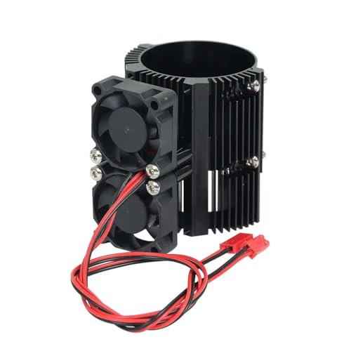 IVLAZLRG Metall Doppellüftermotor Kühler Kühlkörper 41-43 mm kompatibel mit 1/8 RC Cars SCX24 94766 94760 94762 9426(1pc Black) von IVLAZLRG