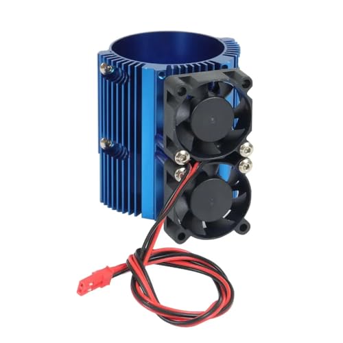 IVLAZLRG Metall Doppellüftermotor Kühler Kühlkörper 41-43 mm kompatibel mit 1/8 RC Cars SCX24 94766 94760 94762 9426(1pc Blue) von IVLAZLRG