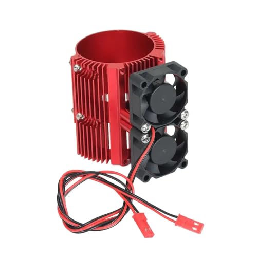 IVLAZLRG Metall Doppellüftermotor Kühler Kühlkörper 41-43 mm kompatibel mit 1/8 RC Cars SCX24 94766 94760 94762 9426(1pc red) von IVLAZLRG