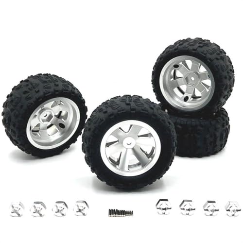 IVLAZLRG Metall -Klemmrad -Hub -Reifen -Upgrade für Riaario Huansu RC -Autoteile, die mit Fernbedienungsauto -Zubehör kompatibel sind(Silver) von IVLAZLRG