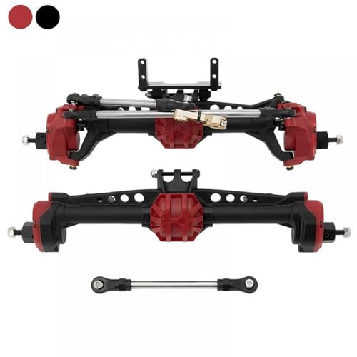 IVLAZLRG Nylon -Portalachse Vorder- und Hinterachse mit Stahl Zahnrad und Metalllöchern, die mit 1/10 RC Crawler Car Upgrade -Teilen kompatibel sind(Red and Black) von IVLAZLRG