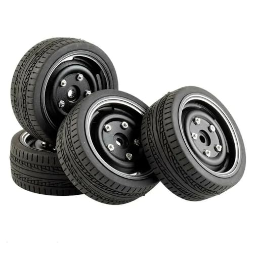 IVLAZLRG RC Speed ​​-Reifen und Rad Bleang Backging Set kompatibel mit 1:10 Touring Cars FW06 D4 D5 4PCS(Black 4pcs) von IVLAZLRG