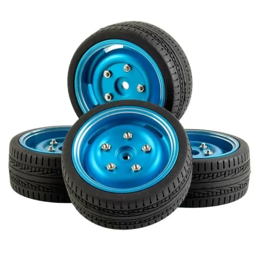 IVLAZLRG RC Speed ​​-Reifen und Rad Bleang Backging Set kompatibel mit 1:10 Touring Cars FW06 D4 D5 4PCS(Blue 4pcs) von IVLAZLRG