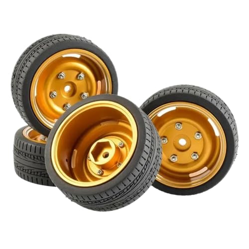 IVLAZLRG RC Speed ​​-Reifen und Rad Bleang Backging Set kompatibel mit 1:10 Touring Cars FW06 D4 D5 4PCS(Gold 4pcs) von IVLAZLRG