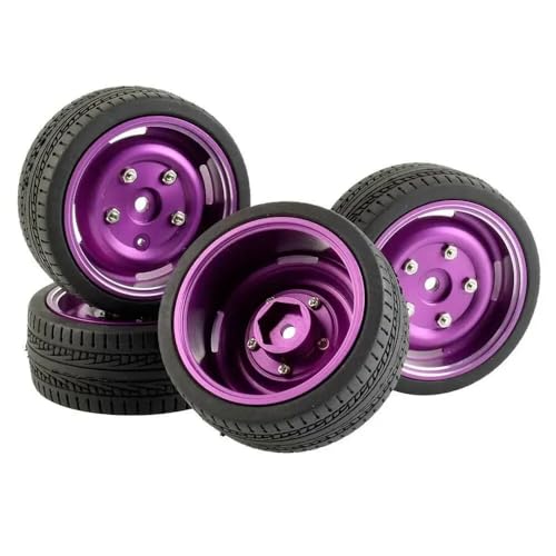 IVLAZLRG RC Speed ​​-Reifen und Rad Bleang Backging Set kompatibel mit 1:10 Touring Cars FW06 D4 D5 4PCS(Purple 4pcs) von IVLAZLRG